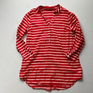 Old Navy Red and White Striped Cotton Swim Coverup